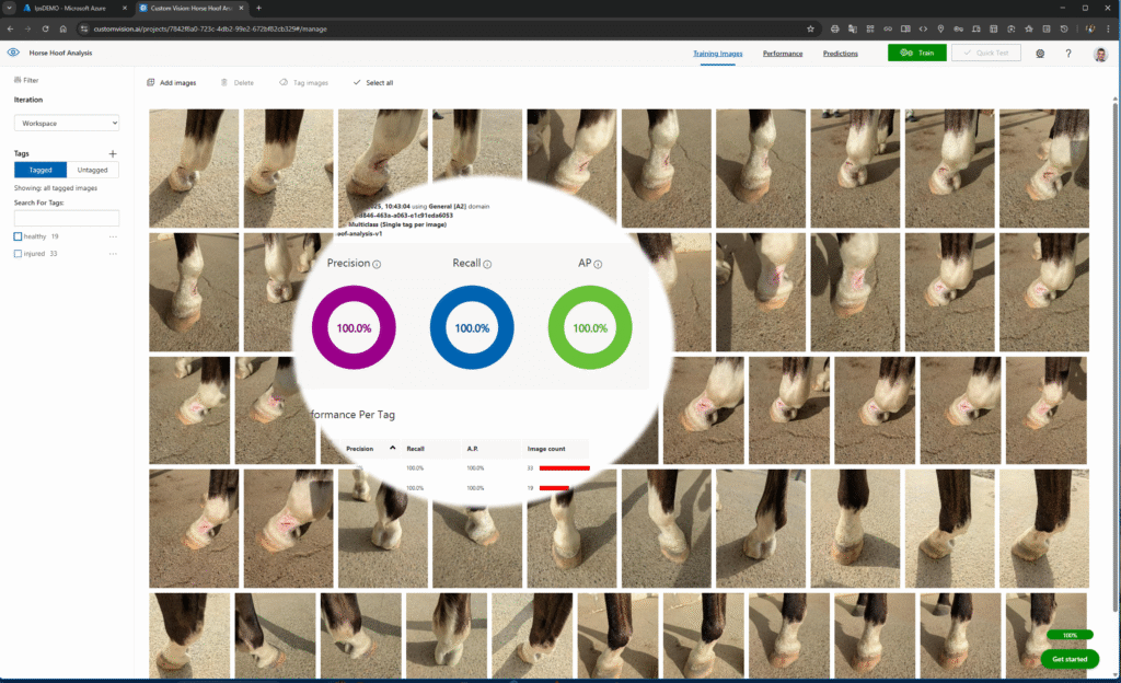 AI model and operational dashboard interface